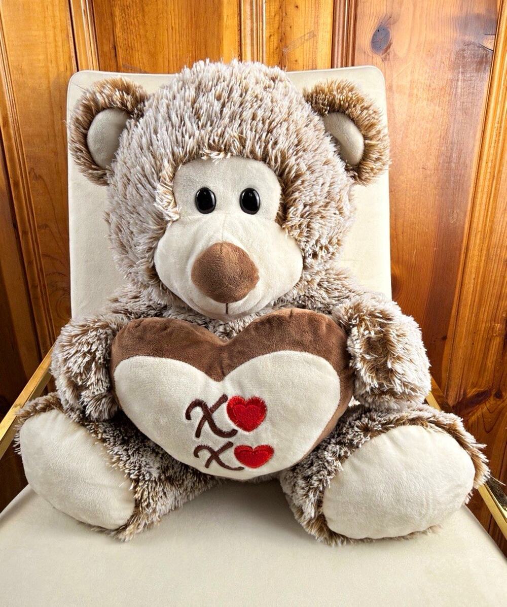 Hugfun Plush Teddy Bear Holding XOXO Heart, 16-20 in